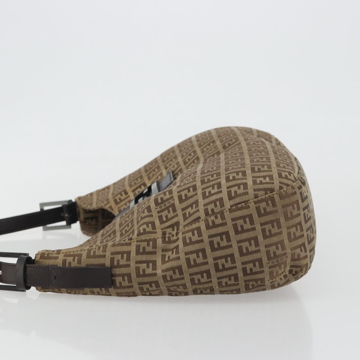 FENDI Zucca Canvas Mamma Baguette Shoulder Bag Brown Black Auth 187290A