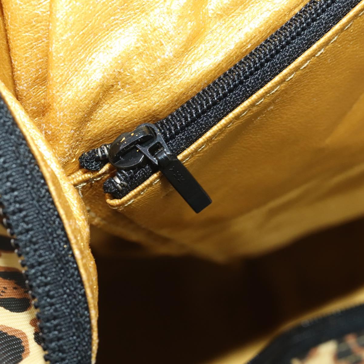 Gianni Versace Boston Bag PVC Canvas 2way Yellow Gold Auth 187294
