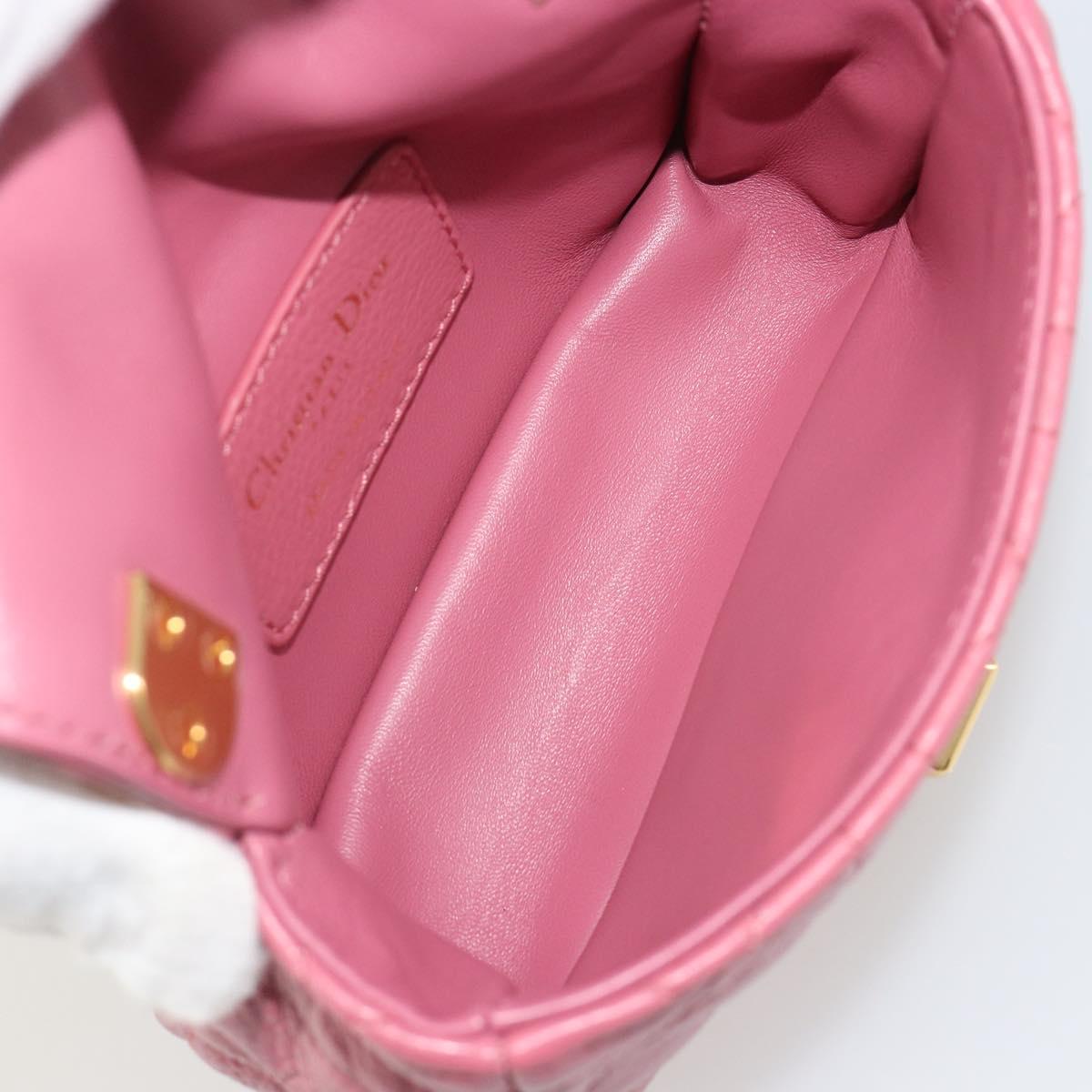 Christian Dior Chain Caro Canage Shoulder Bag Lamb Skin Pink Gold Auth 187297SAM