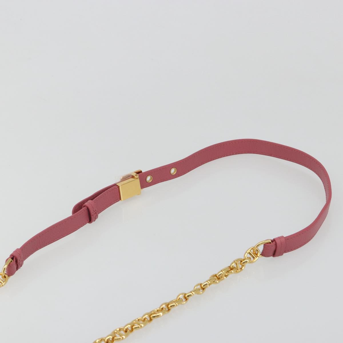 Christian Dior Chain Caro Canage Shoulder Bag Lamb Skin Pink Gold Auth 187297SAM