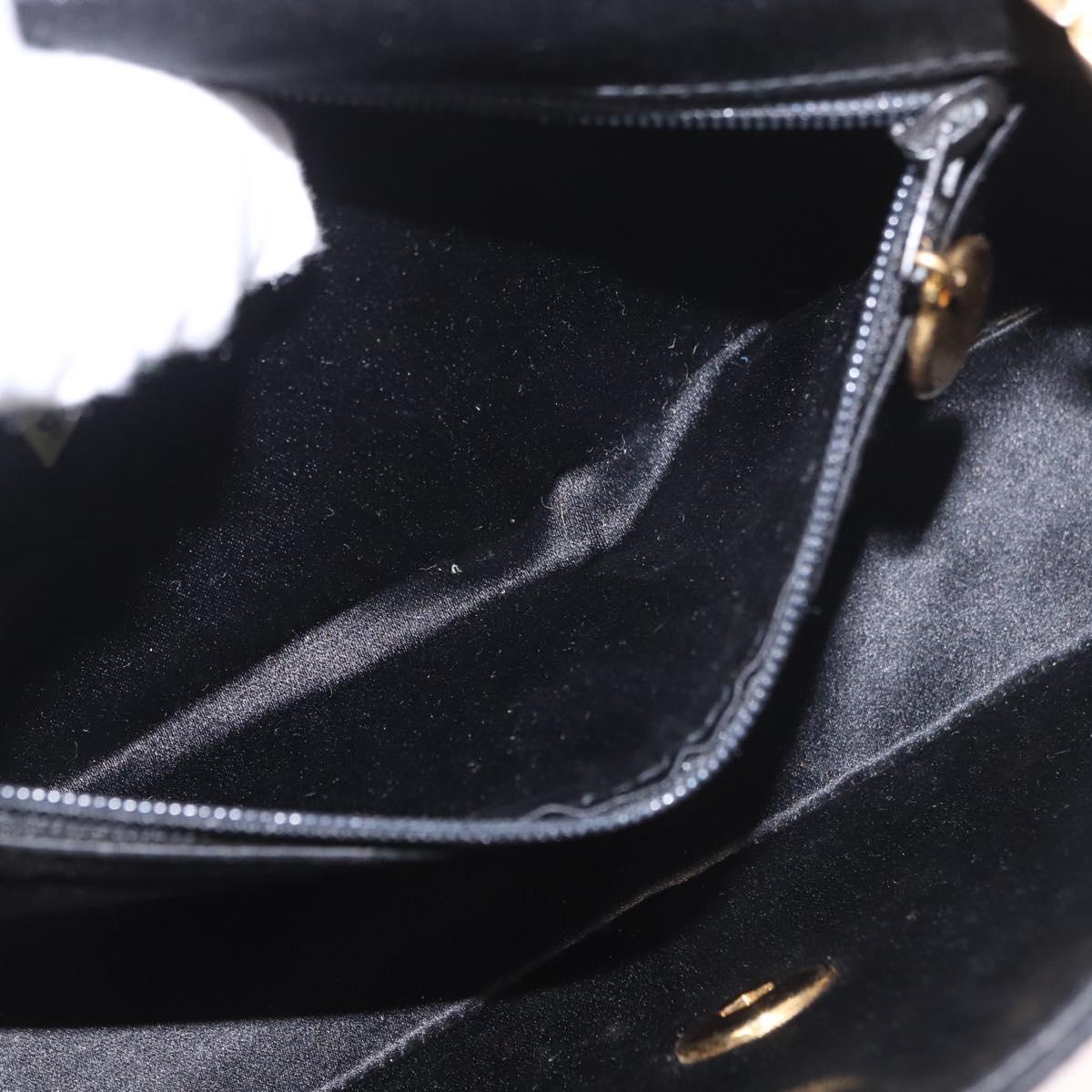 CHANEL Matelasse Chain Shoulder Bag Satin Black Gold CC Auth 187299V