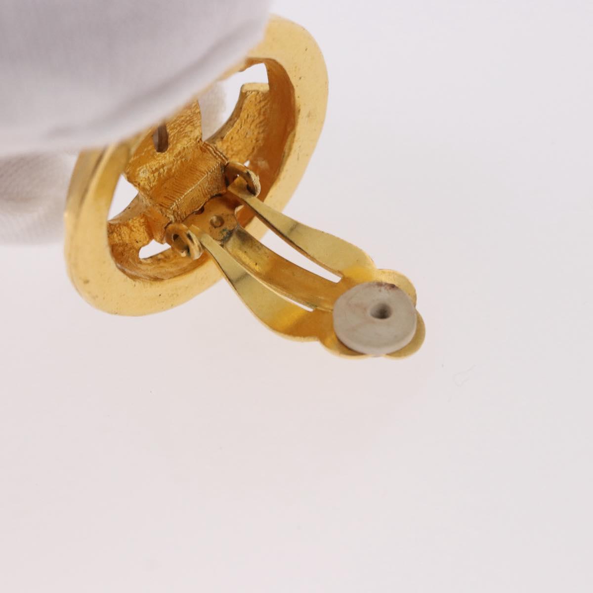 CHANEL COCO Mark Earring Metal Gold Tone CC Auth 187301M