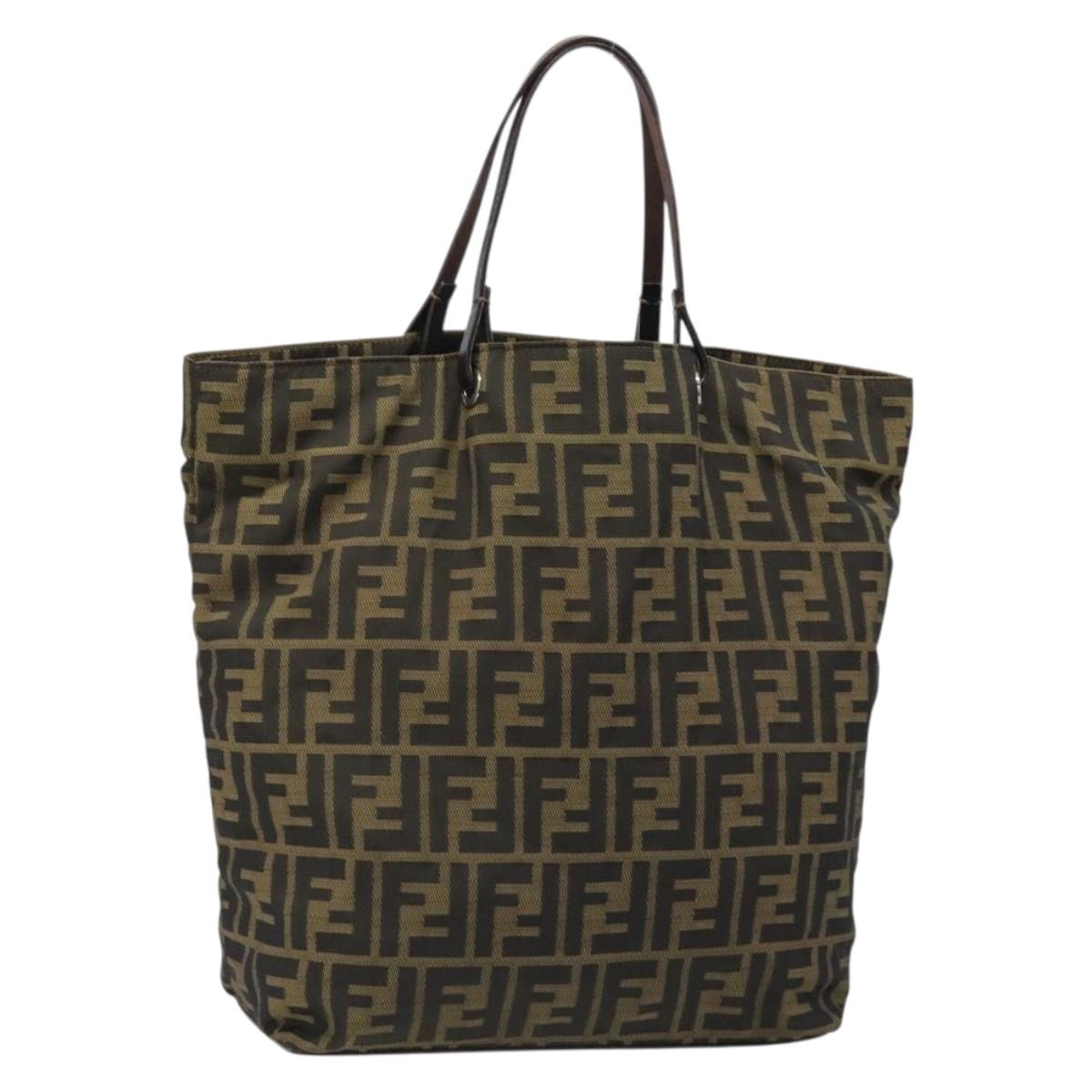 FENDI Zucca Canvas Hand Bag Black Black Auth 187306A