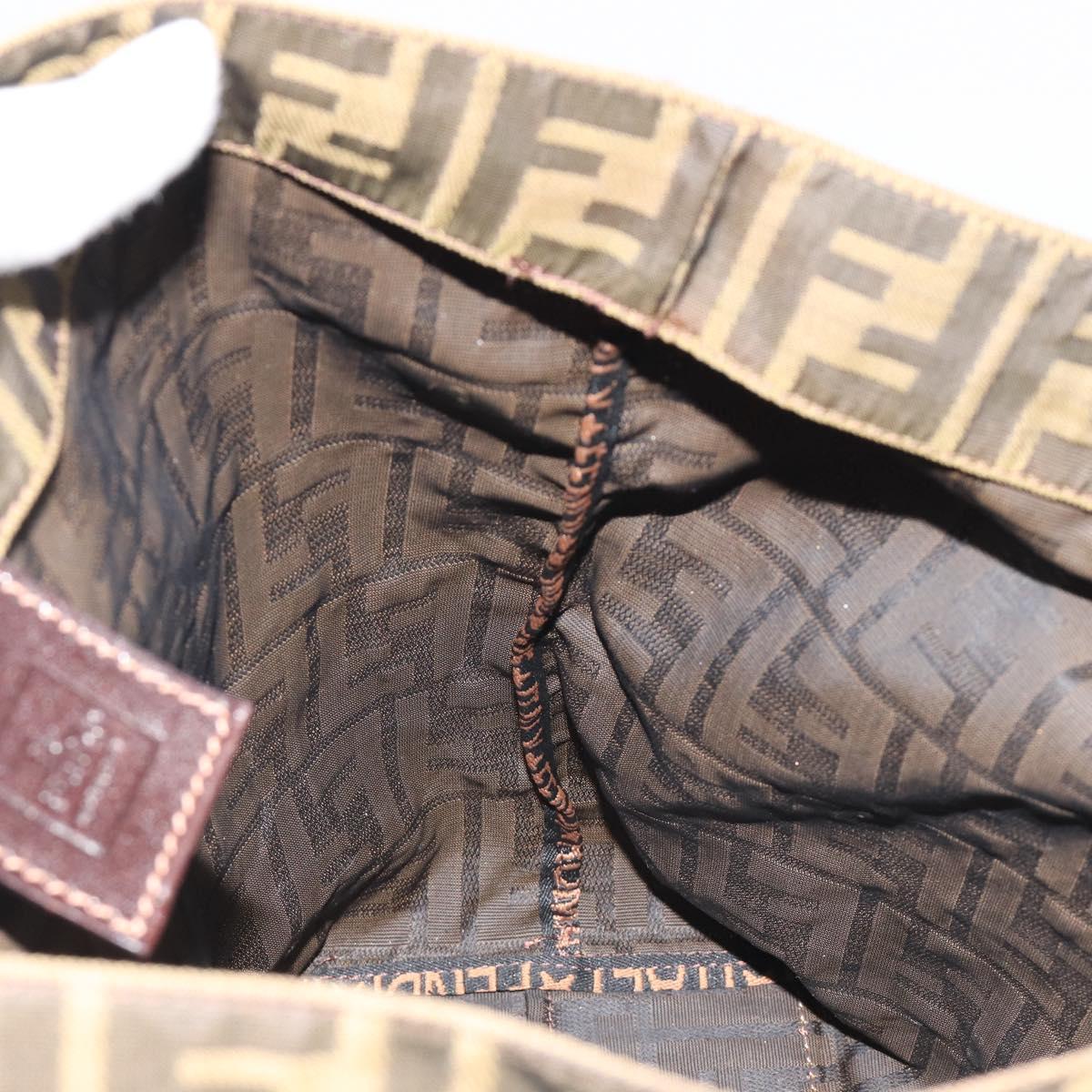 FENDI Zucca Canvas Hand Bag Black Black Auth 187306A