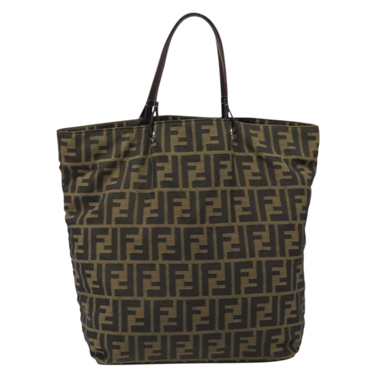 FENDI Zucca Canvas Hand Bag Black Black Auth 187306A