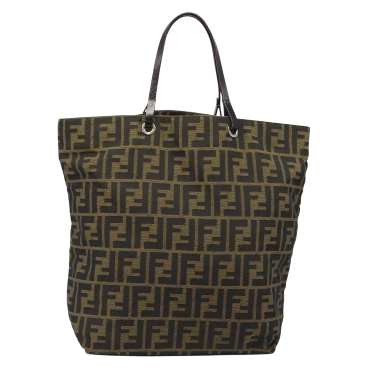 FENDI Zucca Canvas Hand Bag Black Black Auth 187306A