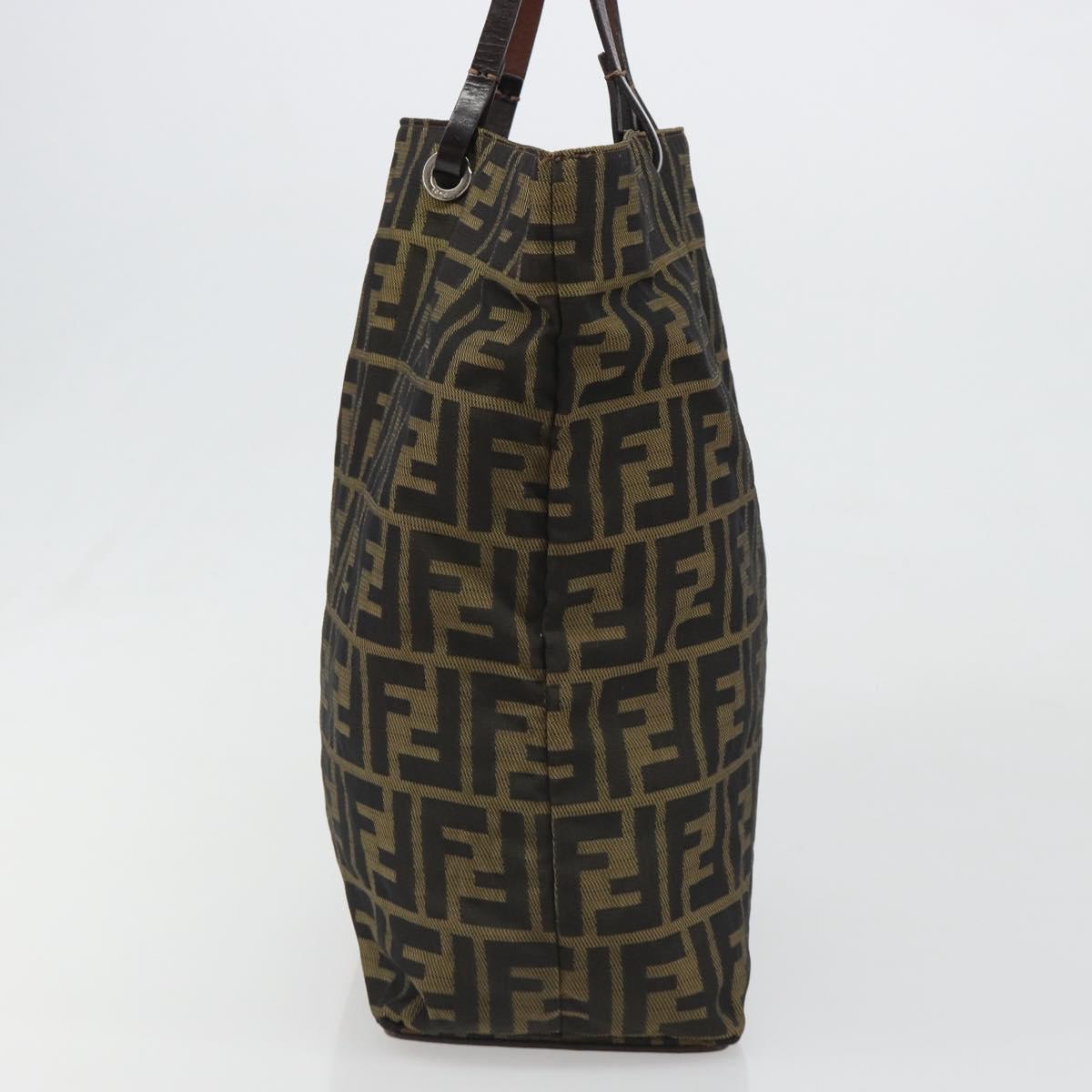 FENDI Zucca Canvas Hand Bag Black Black Auth 187306A