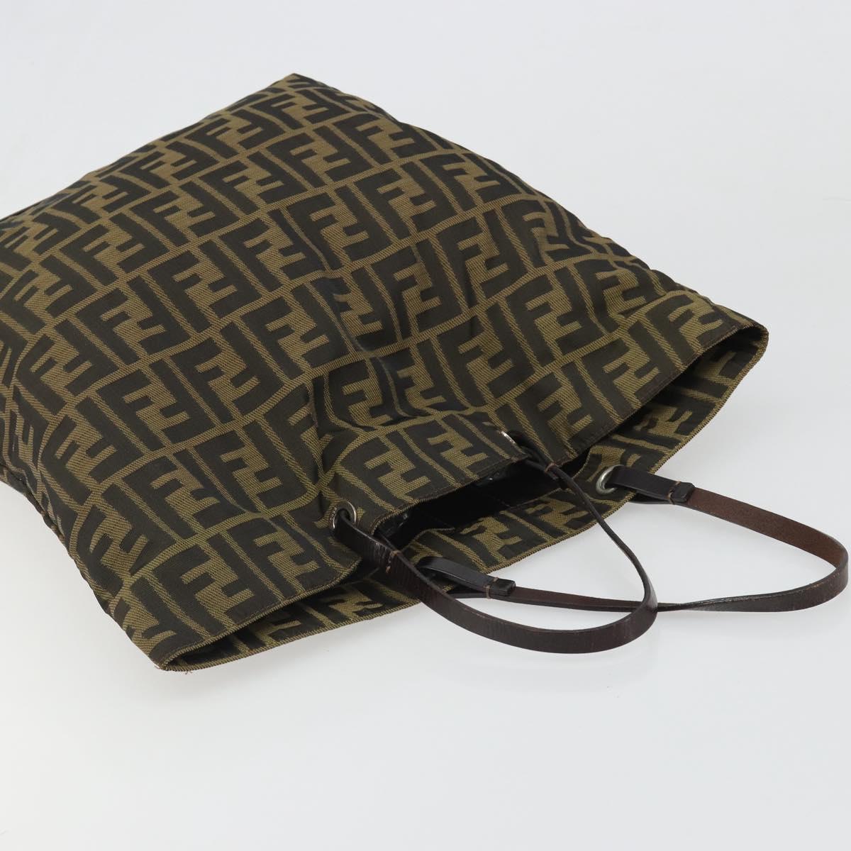 FENDI Zucca Canvas Hand Bag Black Black Auth 187306A