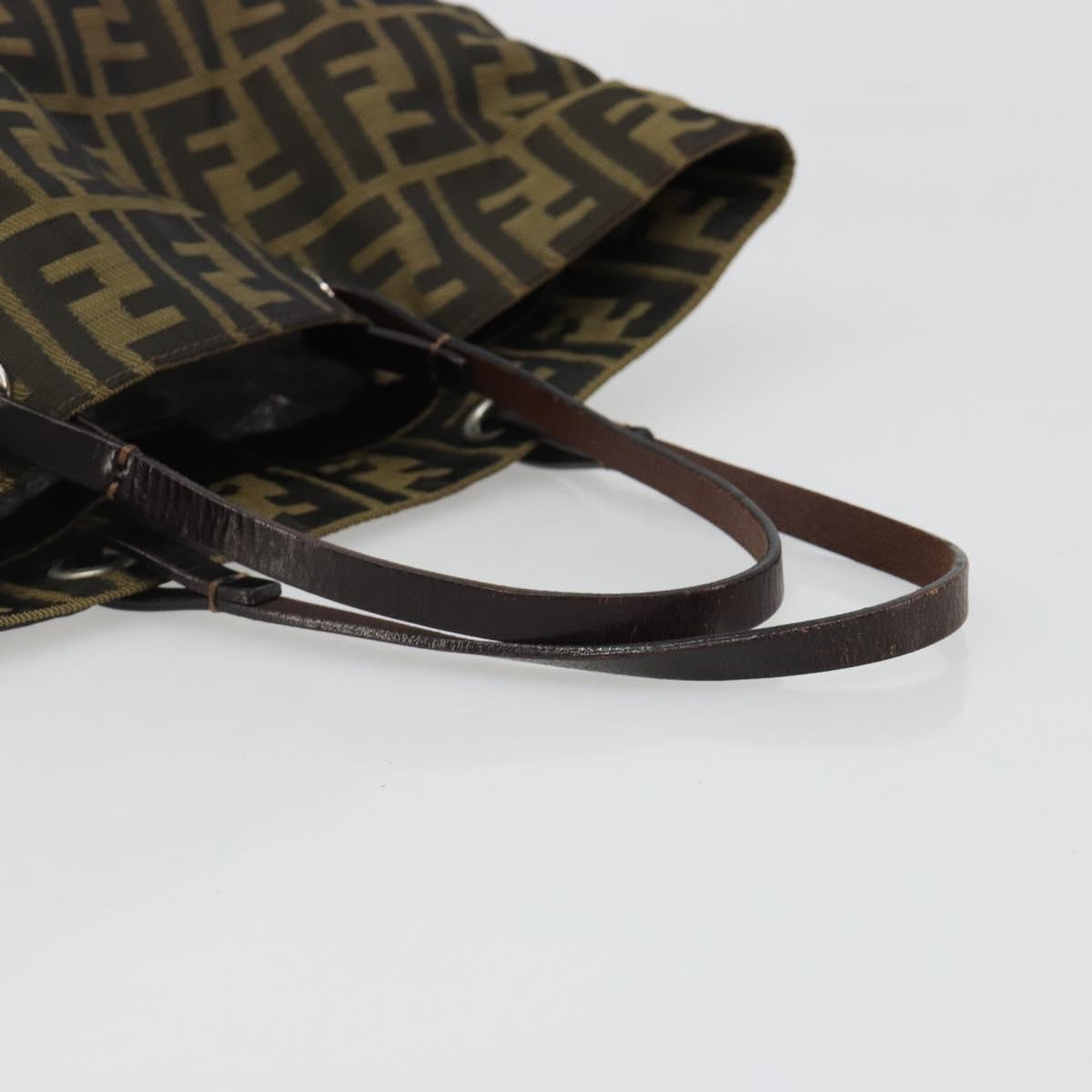 FENDI Zucca Canvas Hand Bag Black Black Auth 187306A