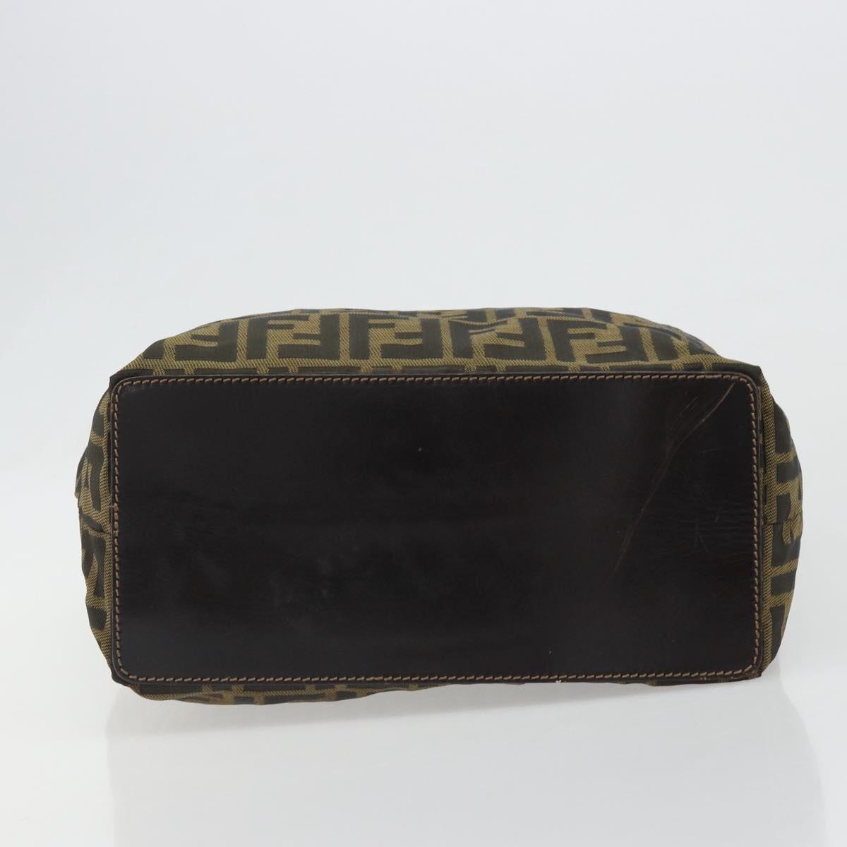 FENDI Zucca Canvas Hand Bag Black Black Auth 187306A