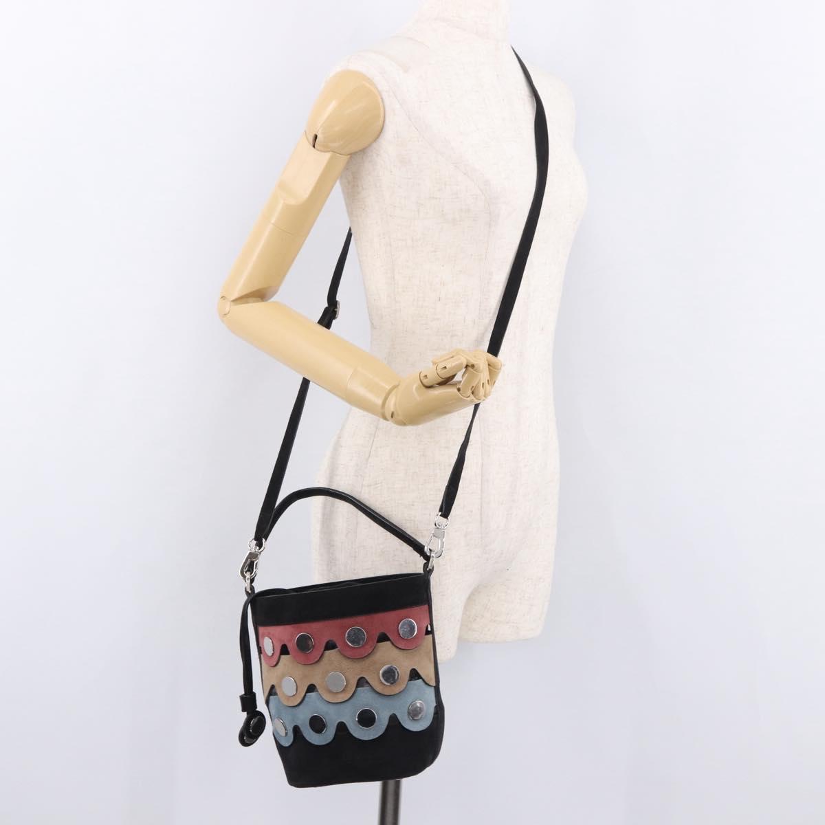 PIERRE HARDY Shoulder Bag Suede 2way Black Silver Auth 187310V