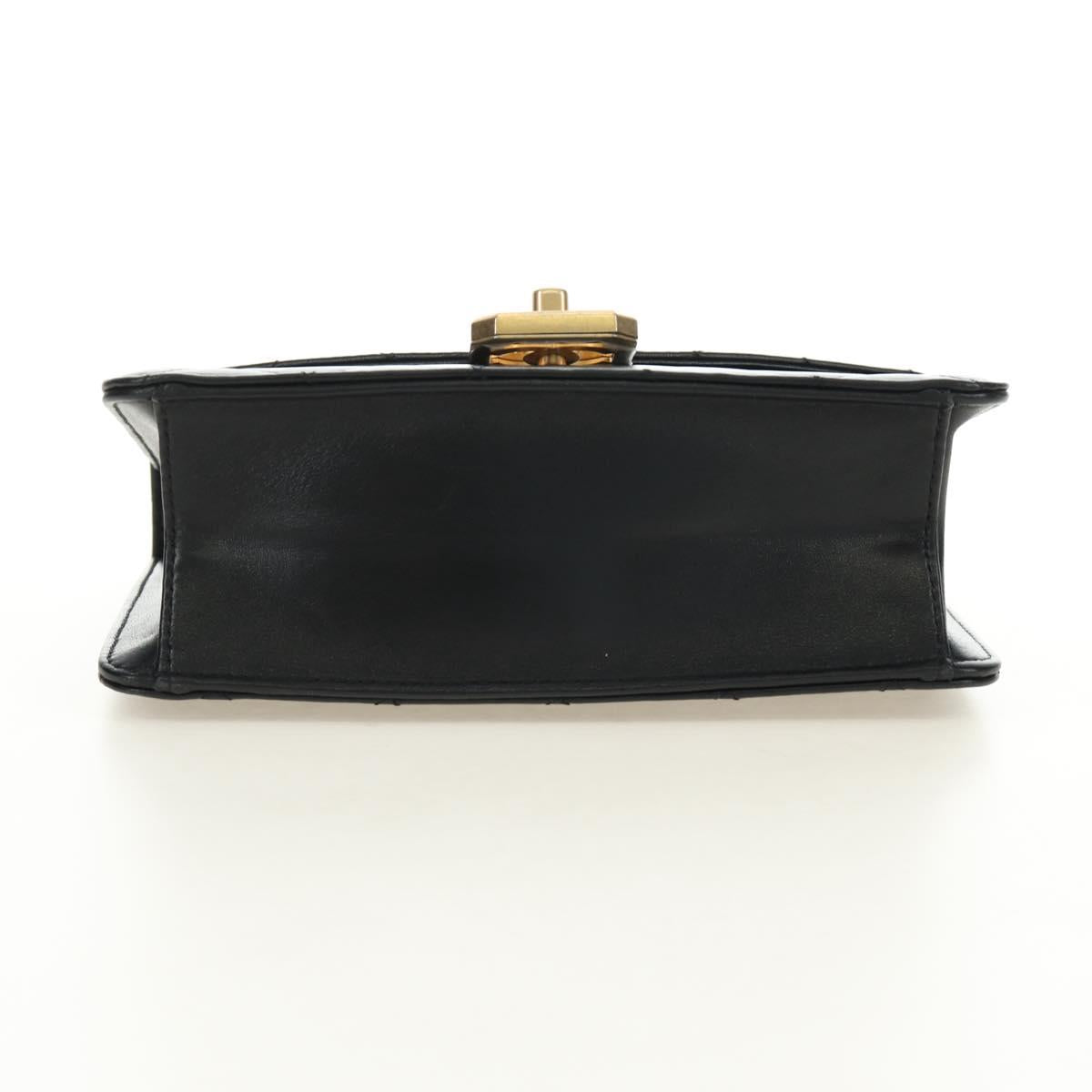 CHANEL Matelasse Chain Shoulder Bag Lamb Skin Black Gold CC Auth 187319SM