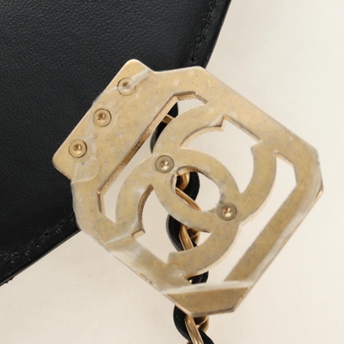 CHANEL Matelasse Chain Shoulder Bag Lamb Skin Black Gold CC Auth 187319SM