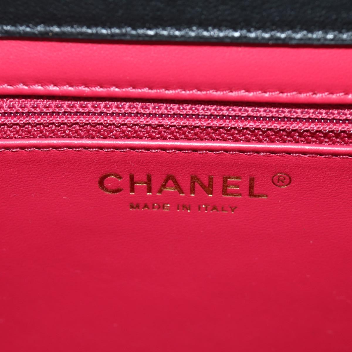 CHANEL Matelasse Chain Shoulder Bag Lamb Skin Black Gold CC Auth 187319SM