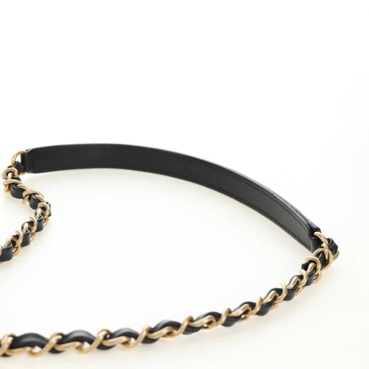 CHANEL Matelasse Chain Shoulder Bag Lamb Skin Black Gold CC Auth 187319SM