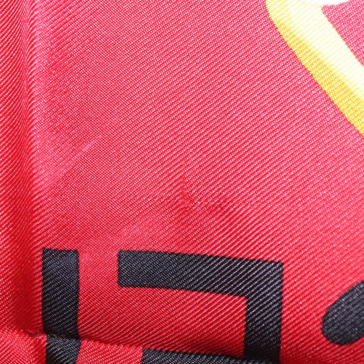 CELINE Scarf Silk Red Auth 187321