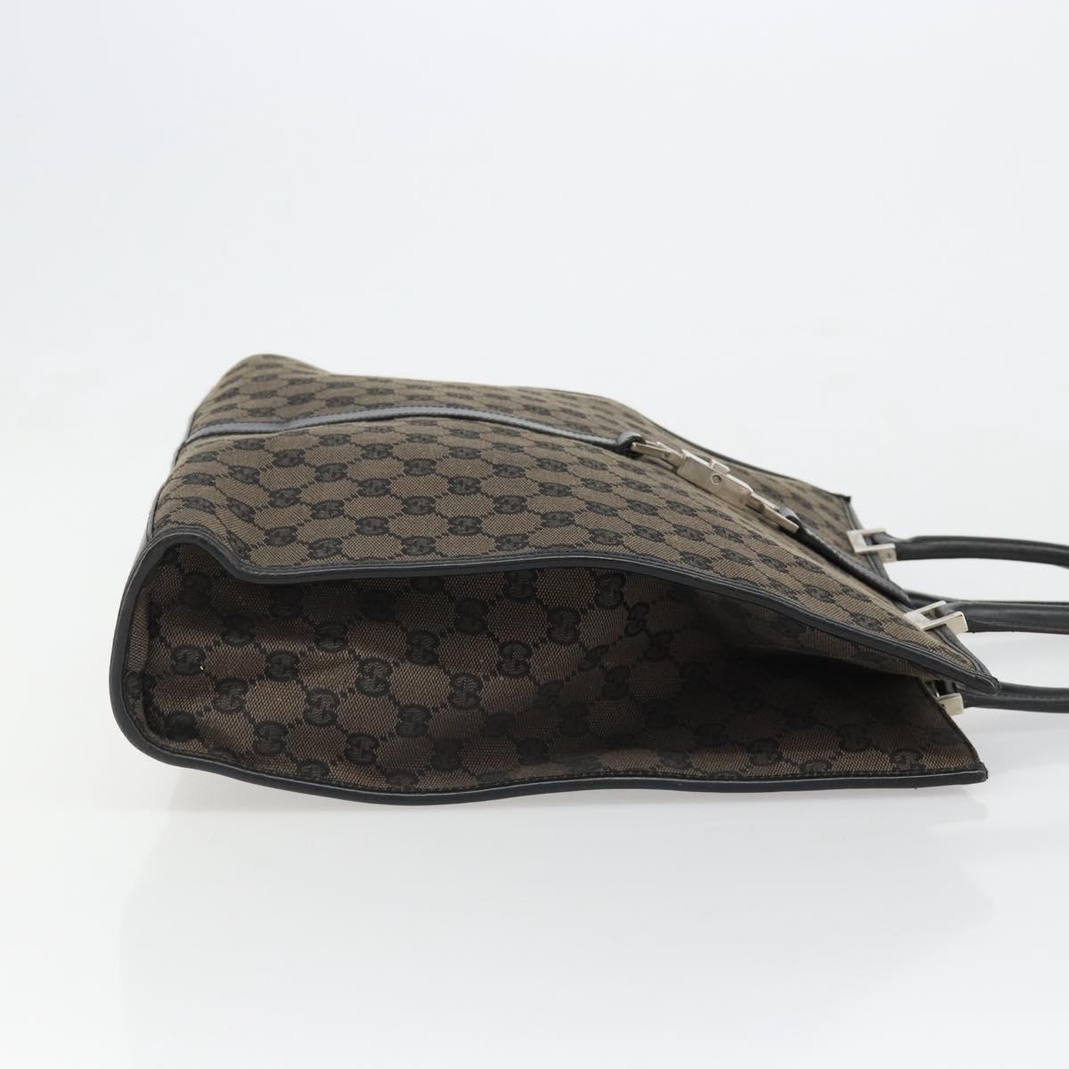 GUCCI GG Canvas Jackie Tote Bag Dark Brown Silver 002 1064 3444 Auth 187330
