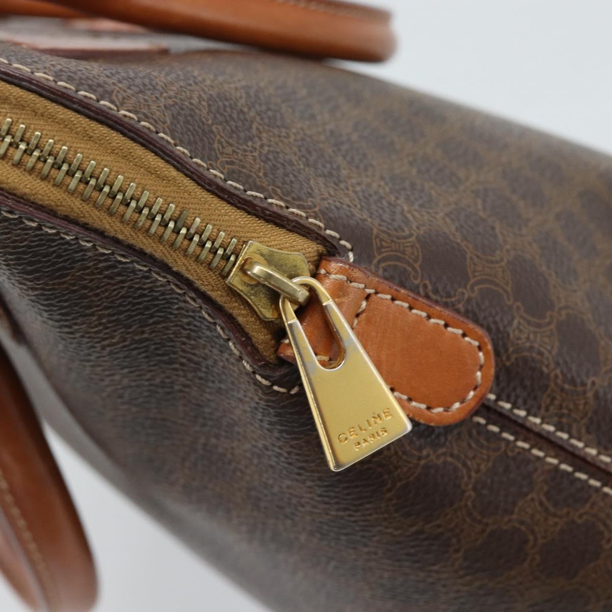 CELINE Macadam Canvas Hand Bag PVC Leather Brown Gold Auth 187333A