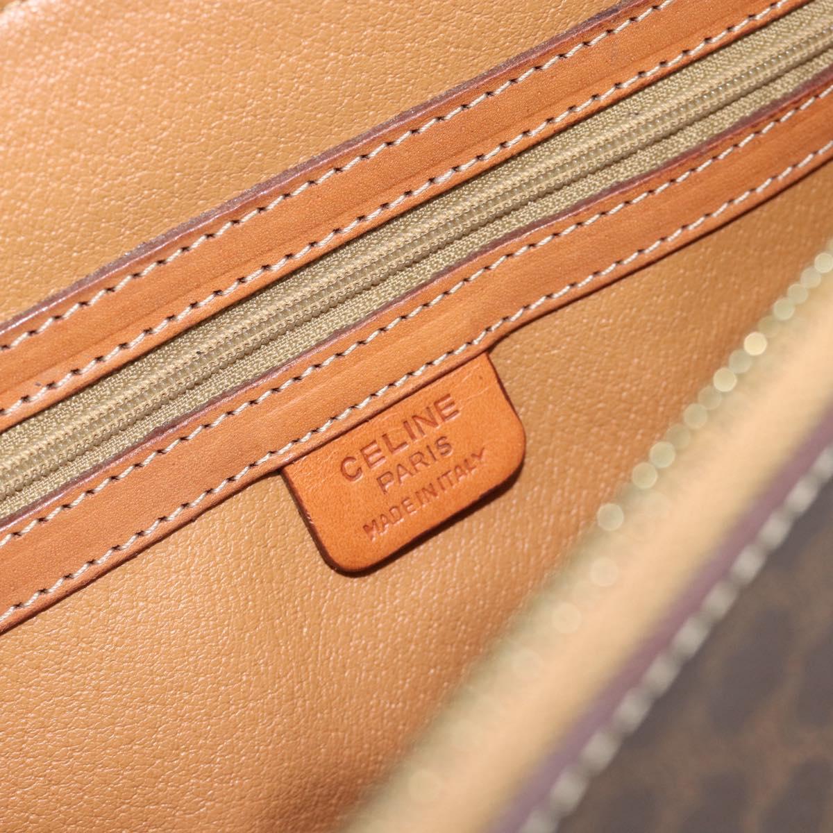 CELINE Macadam Canvas Hand Bag PVC Leather Brown Gold Auth 187333A