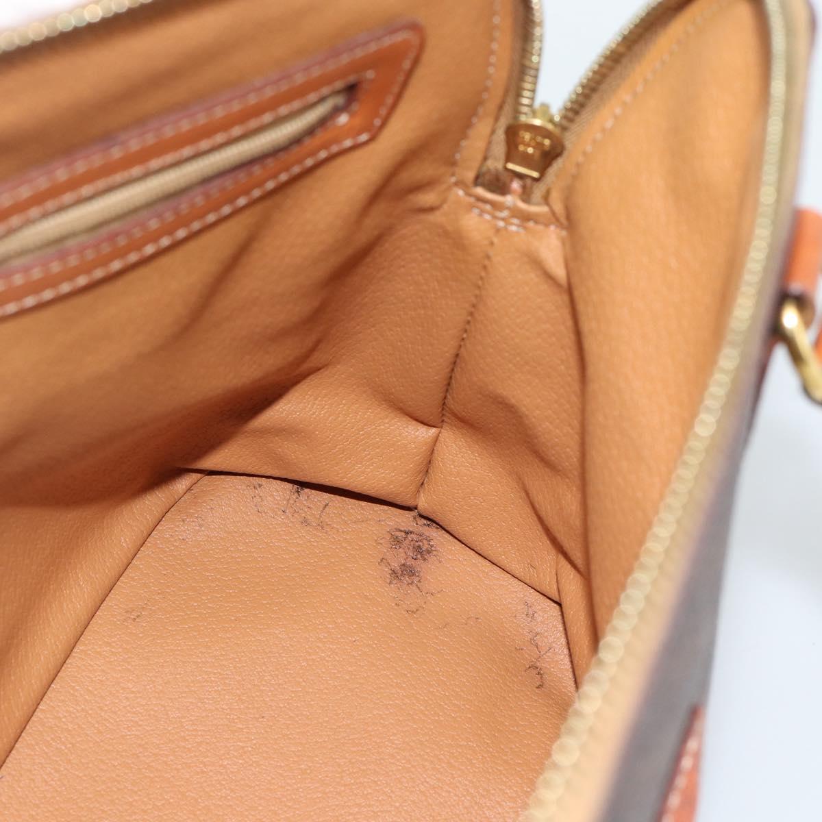 CELINE Macadam Canvas Hand Bag PVC Leather Brown Gold Auth 187333A