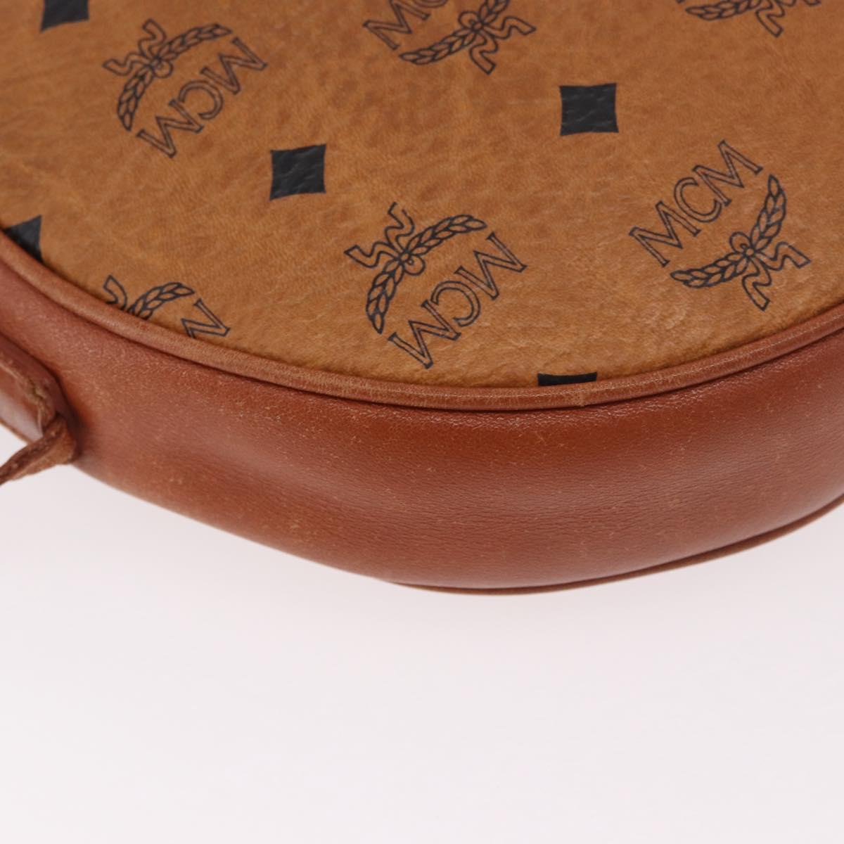 MCM Vicetos Logogram Shoulder Bag PVC Leather Brown Gold Auth 187335