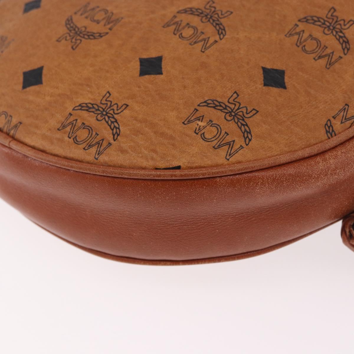 MCM Vicetos Logogram Shoulder Bag PVC Leather Brown Gold Auth 187335
