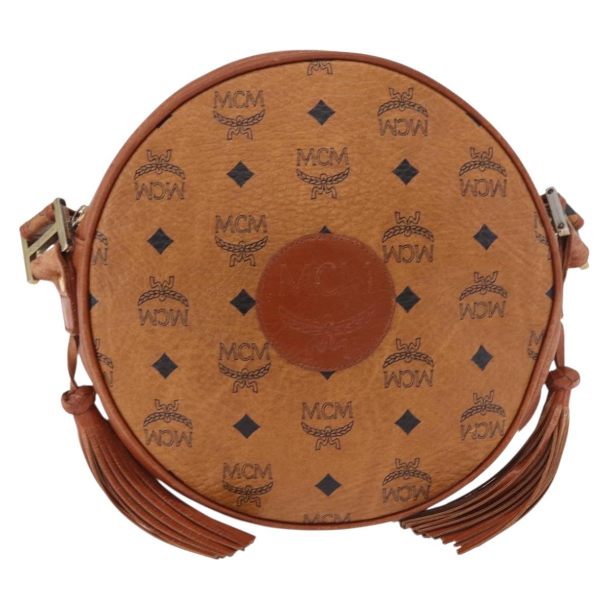 MCM Vicetos Logogram Shoulder Bag PVC Leather Brown Gold Auth 187335