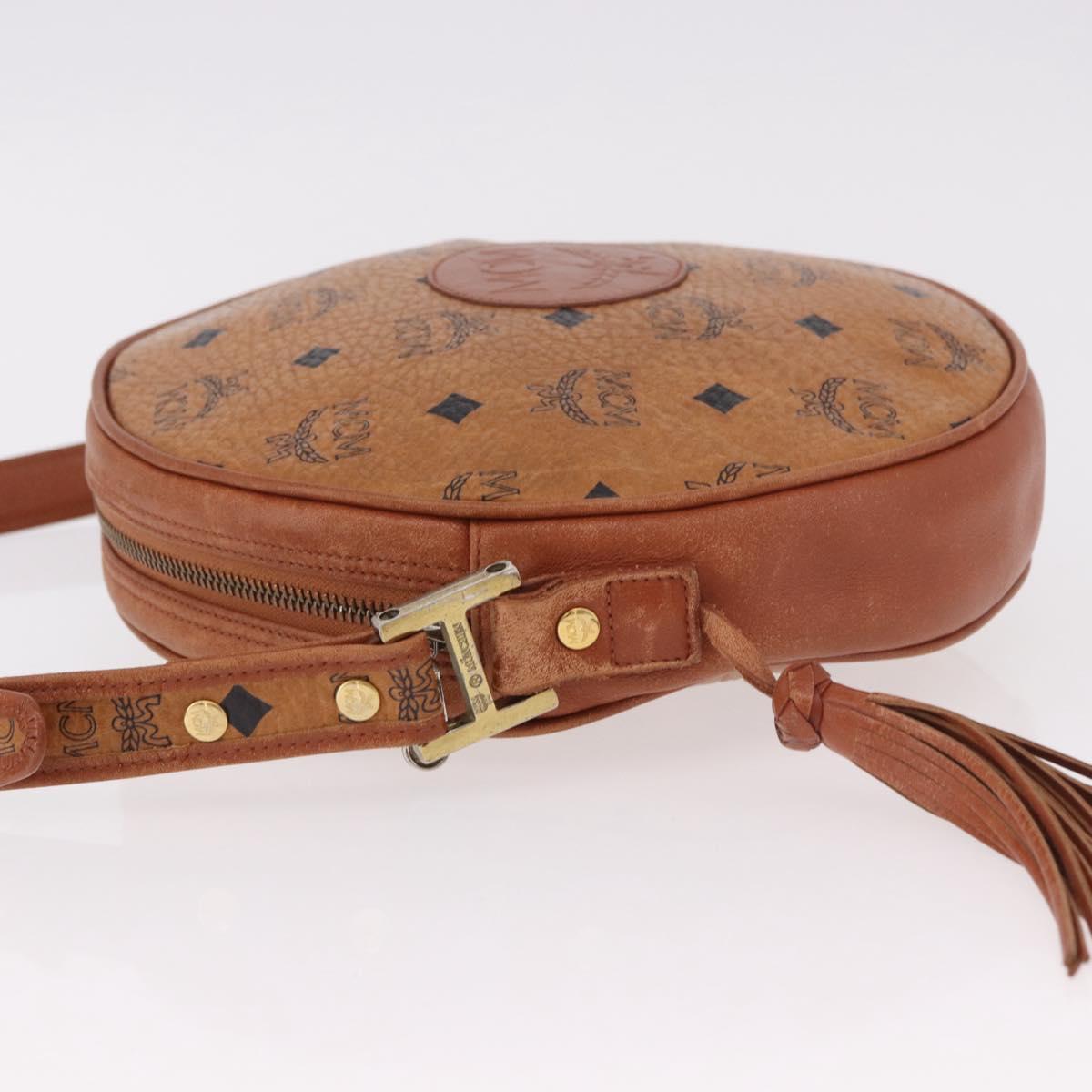 MCM Vicetos Logogram Shoulder Bag PVC Leather Brown Gold Auth 187335