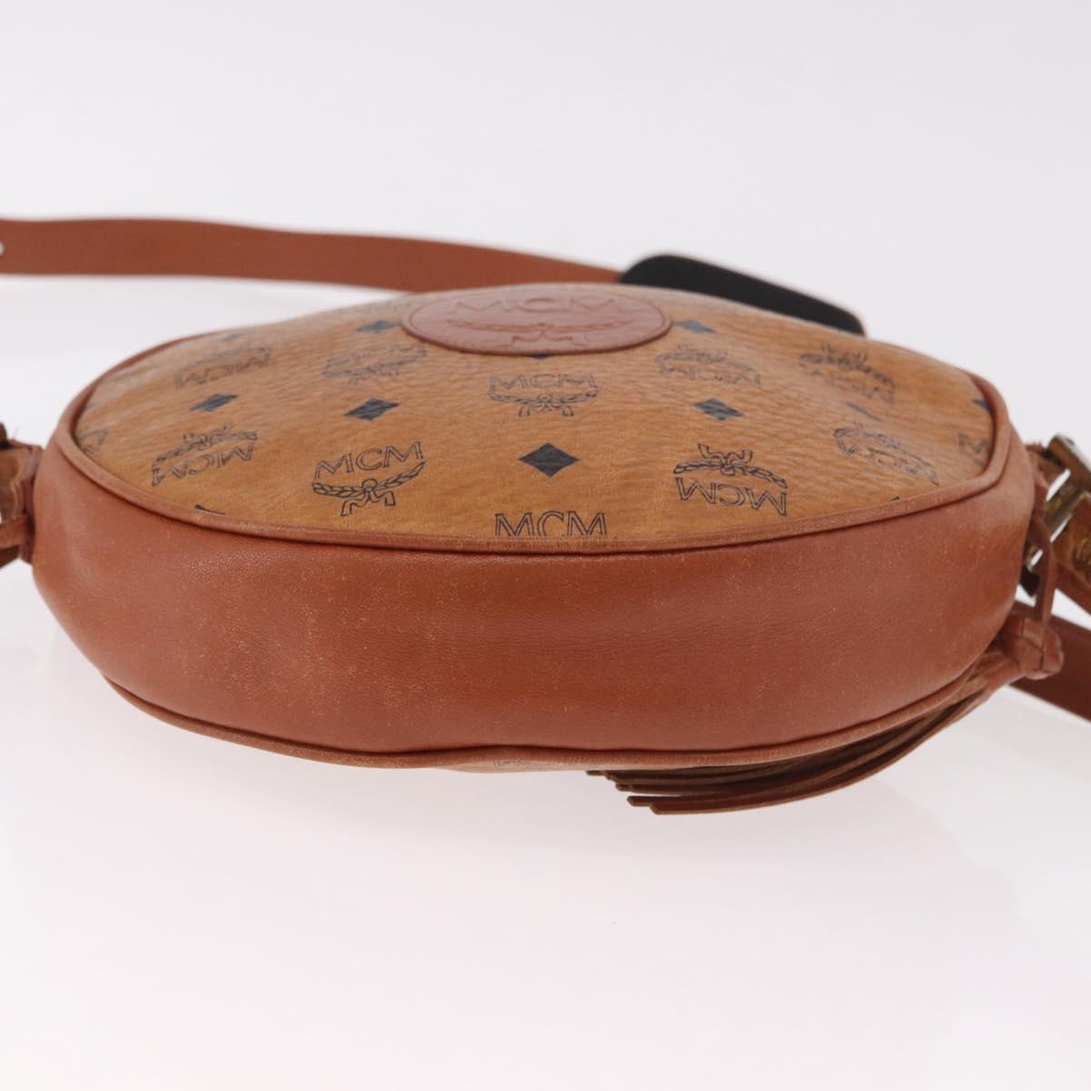 MCM Vicetos Logogram Shoulder Bag PVC Leather Brown Gold Auth 187335