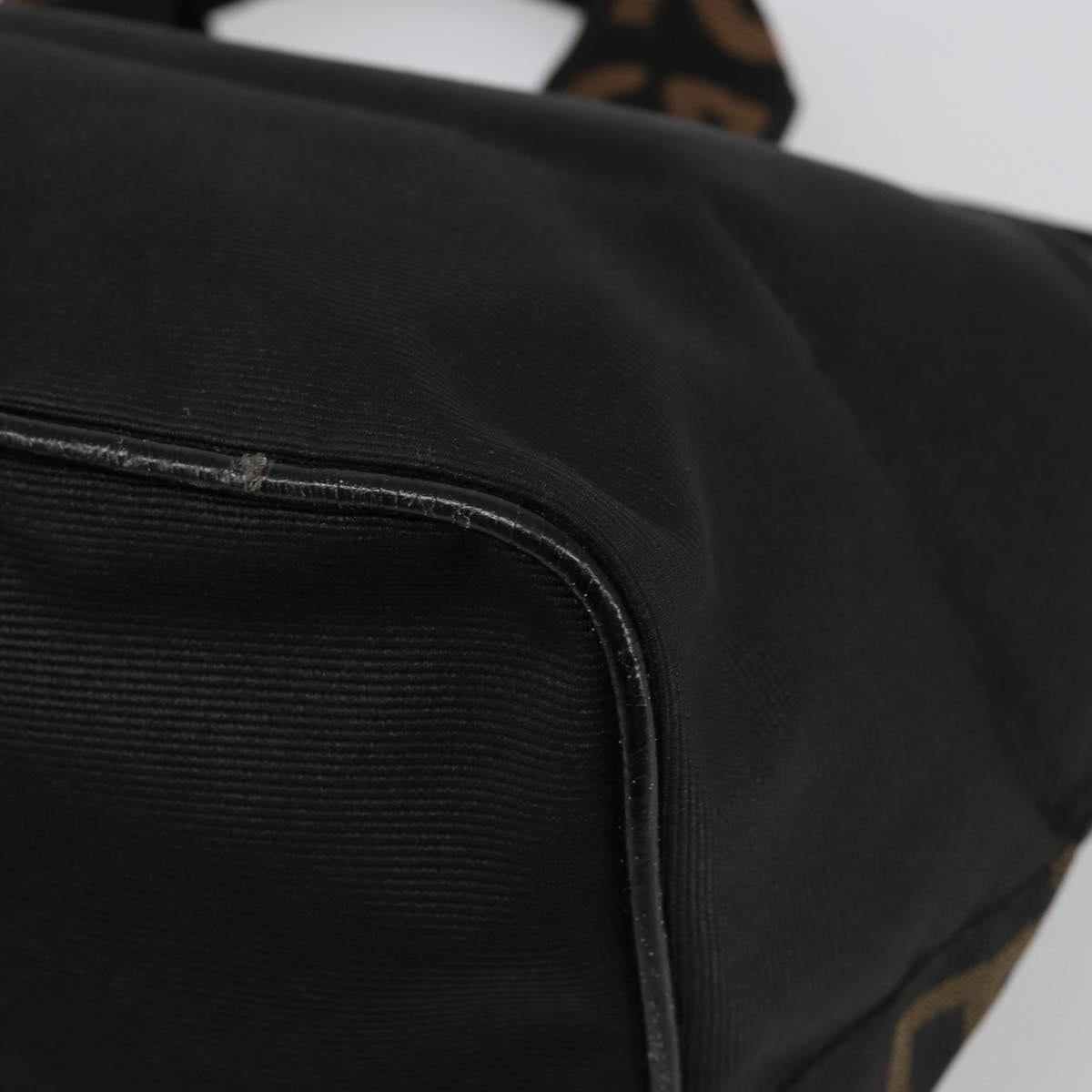 FENDI Hand Bag Canvas Black Silver Auth 187337