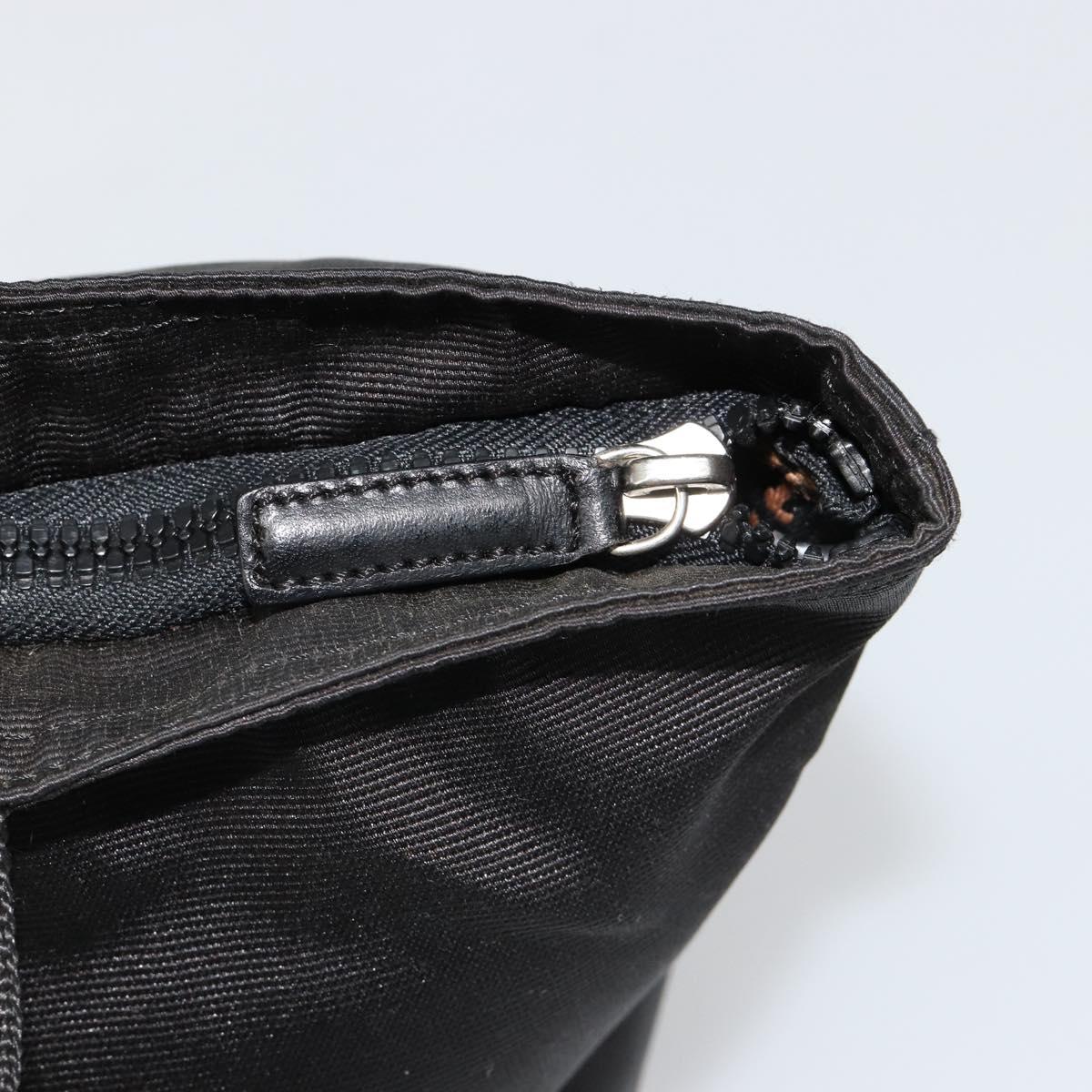 FENDI Hand Bag Canvas Black Silver Auth 187337