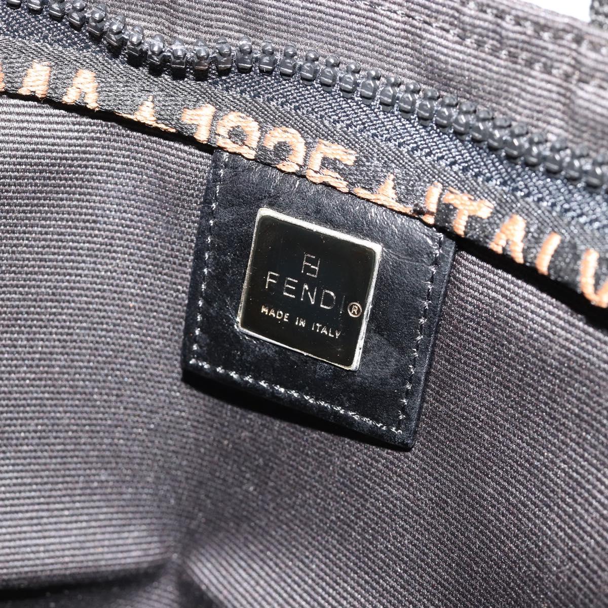 FENDI Hand Bag Canvas Black Silver Auth 187337