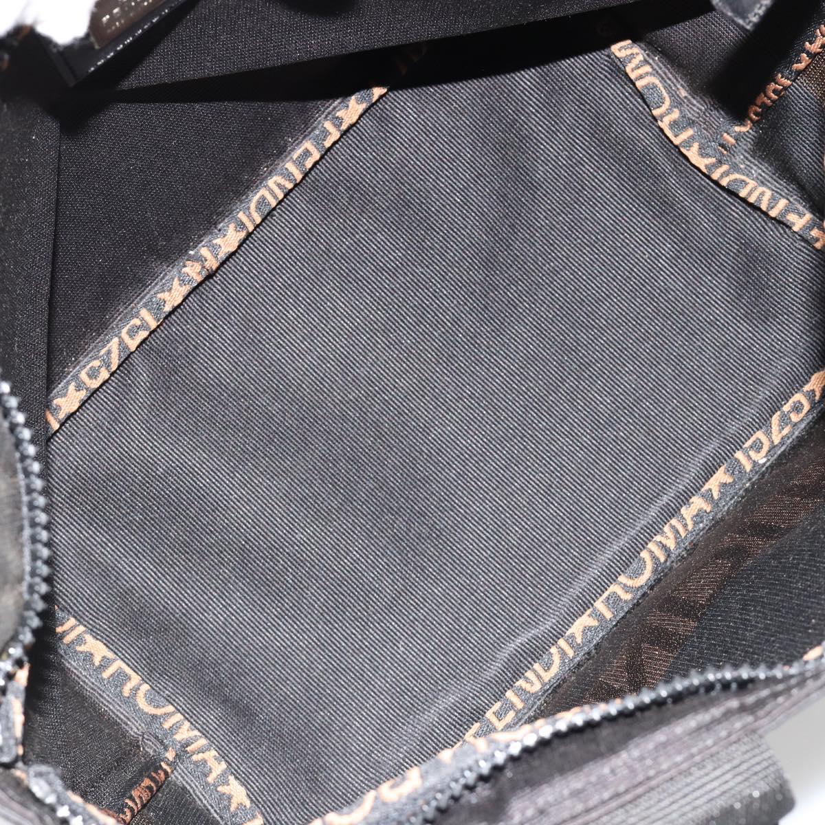 FENDI Hand Bag Canvas Black Silver Auth 187337