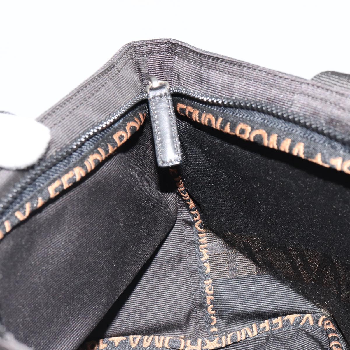 FENDI Hand Bag Canvas Black Silver Auth 187337