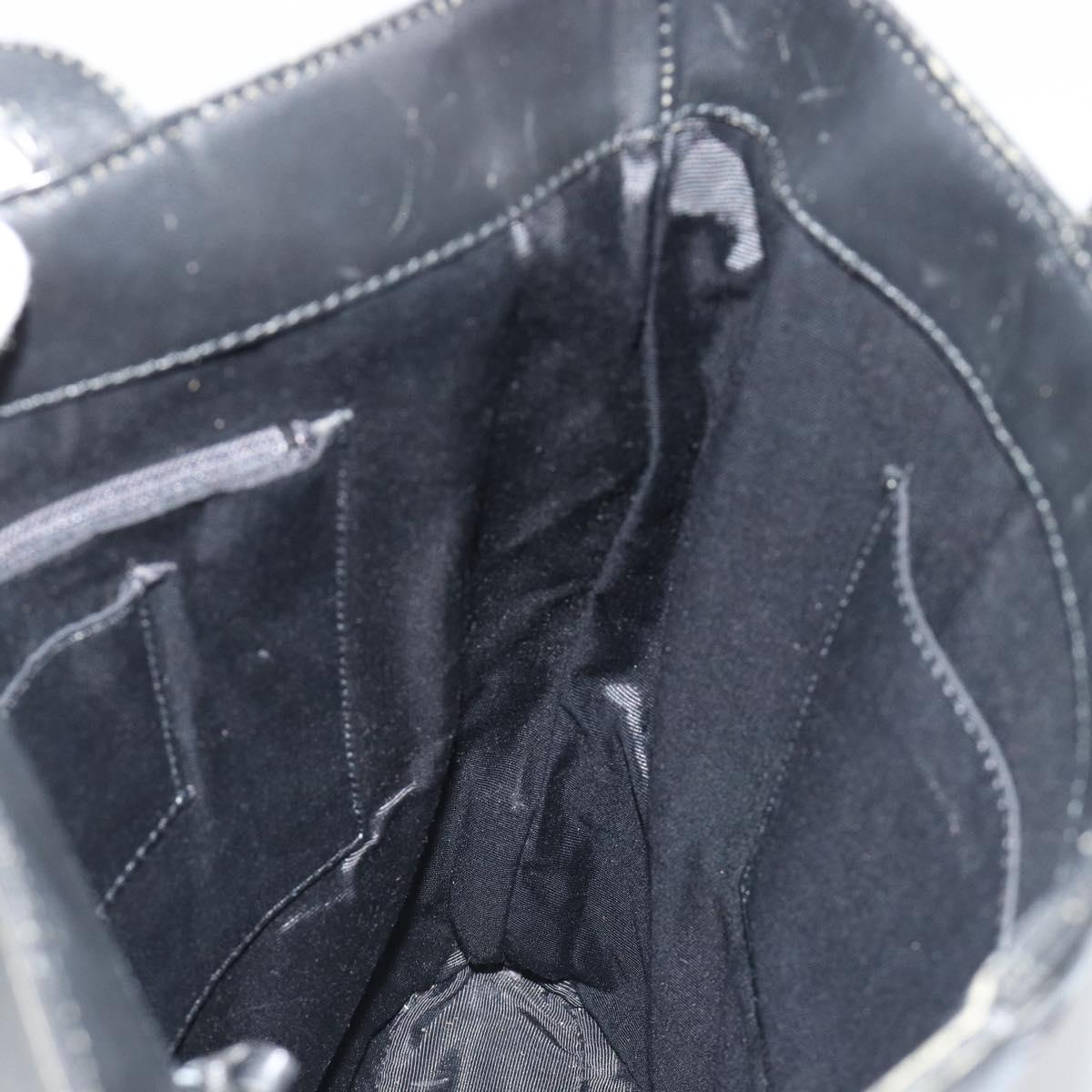 BURBERRY Tote Bag Leather Black Silver Auth 187340
