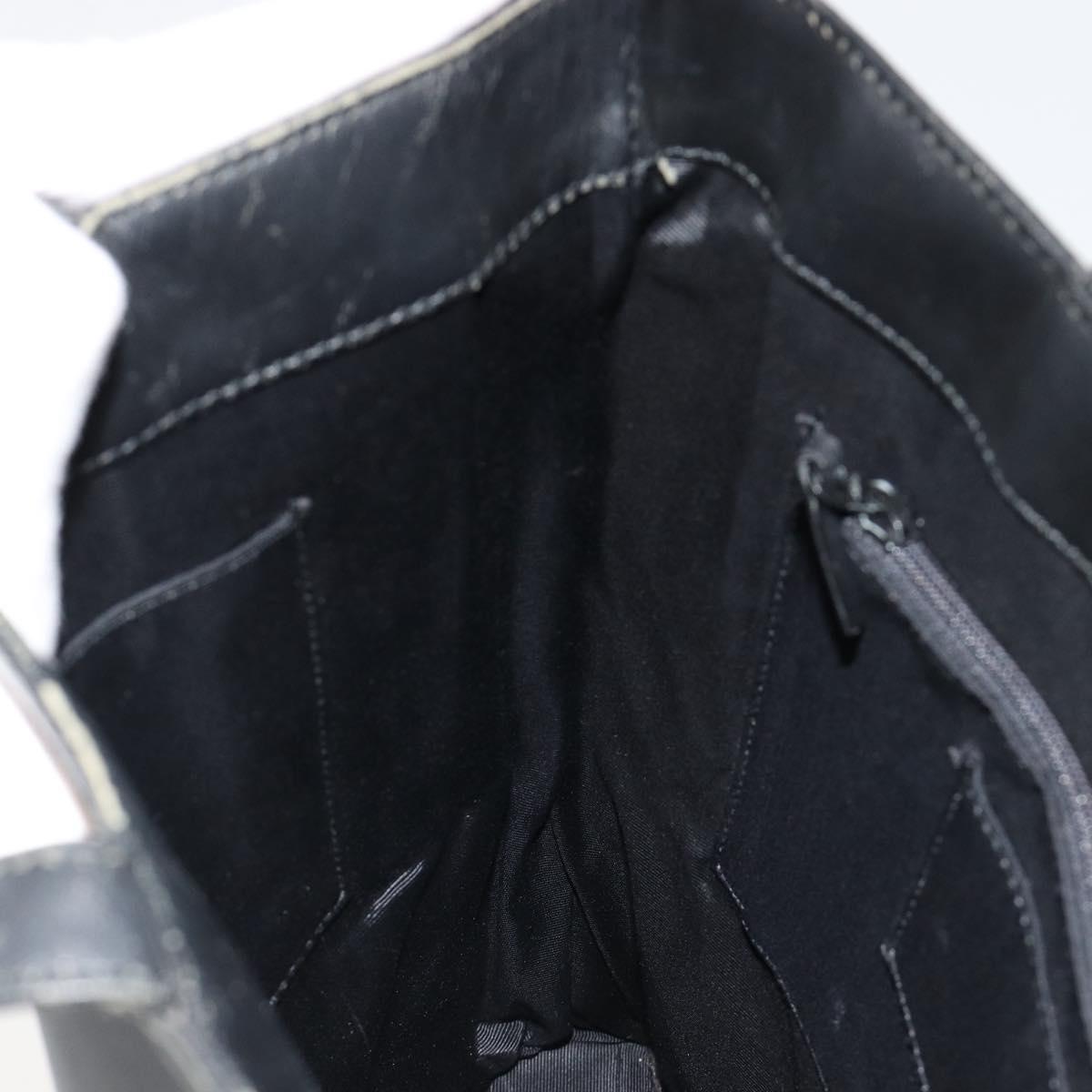 BURBERRY Tote Bag Leather Black Silver Auth 187340