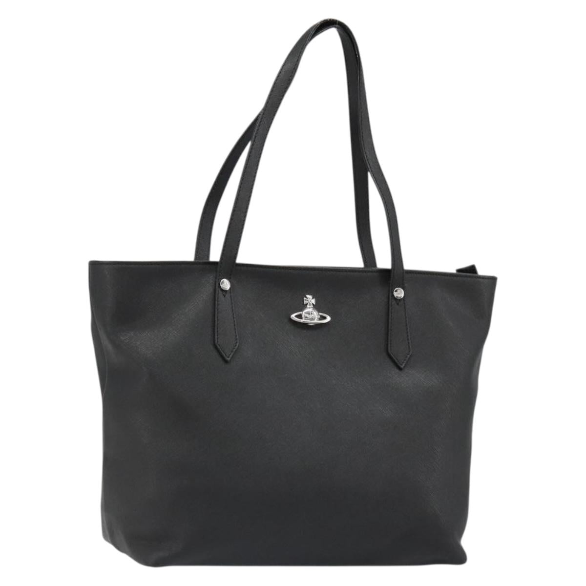 Vivienne Westwood Hand Bag Leather Black Silver Auth 187344