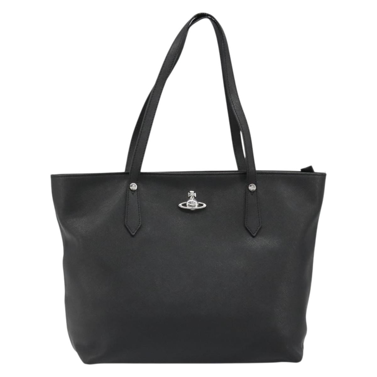 Vivienne Westwood Hand Bag Leather Black Silver Auth 187344