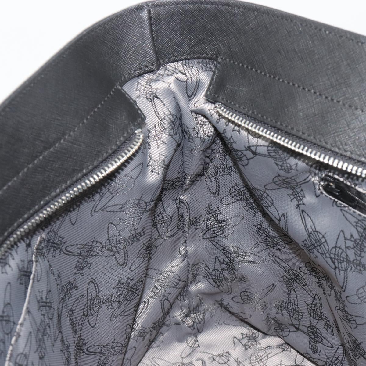 Vivienne Westwood Hand Bag Leather Black Silver Auth 187344