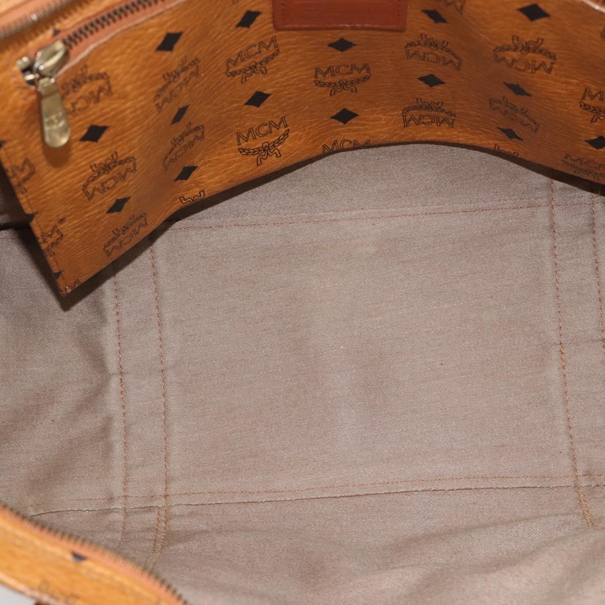 MCM Vicetos Logogram Tote Bag PVC Leather Brown Gold Auth 187348