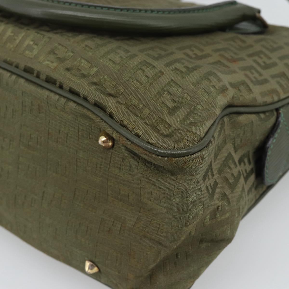 FENDI Zucchino Canvas Hand Bag Brown Green gold Auth 187350