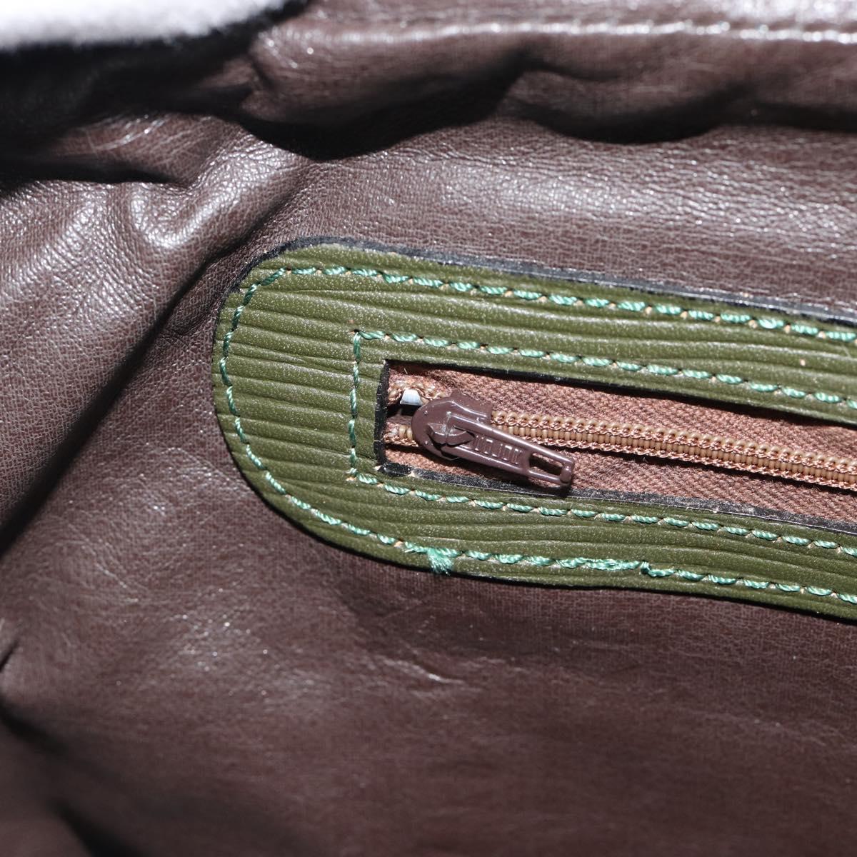 FENDI Zucchino Canvas Hand Bag Brown Green gold Auth 187350