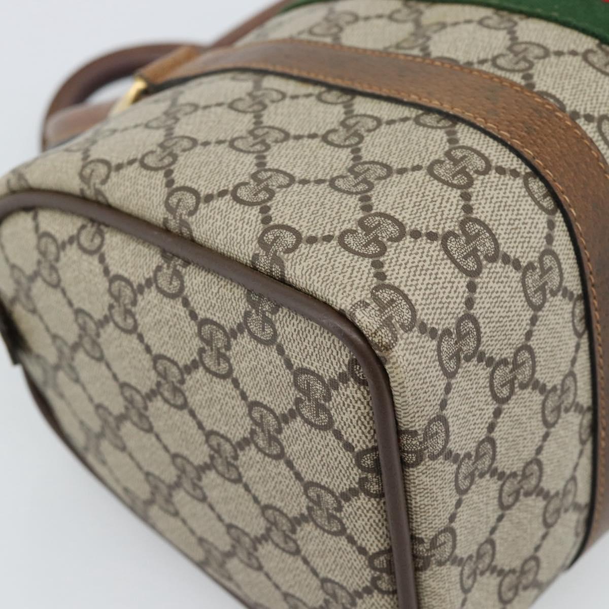 GUCCI GG Supreme Web Sherry Line Boston Bag PVC Beige Gold 40 3841 Auth 187351