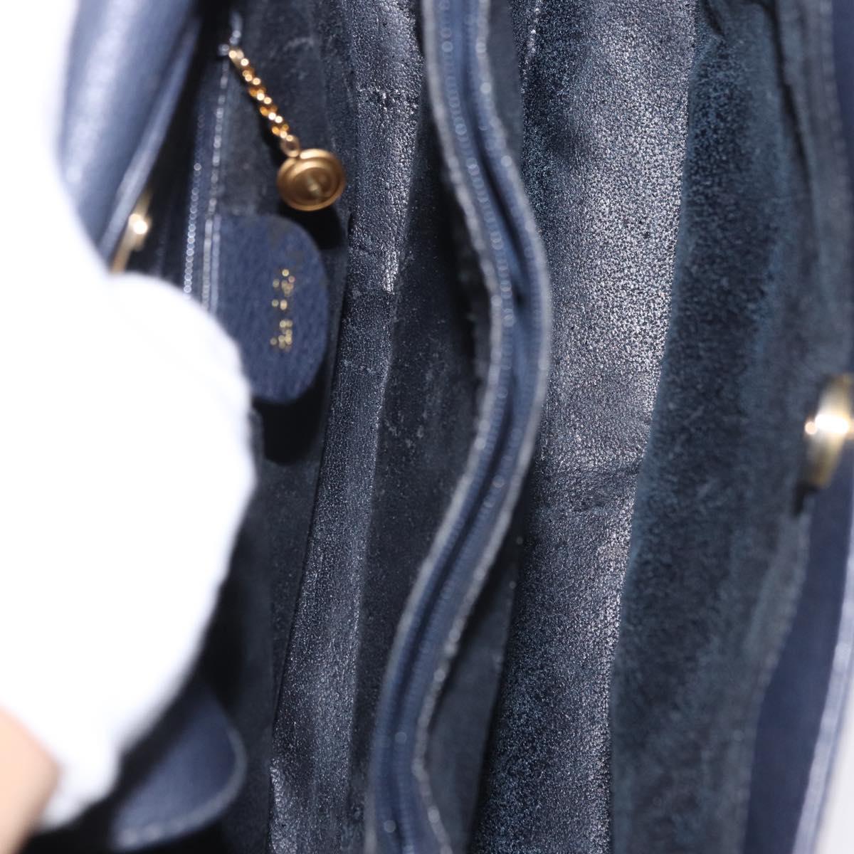 GUCCI Bamboo Hand Bag Suede Navy Gold 002 1096 0260 Auth 187352