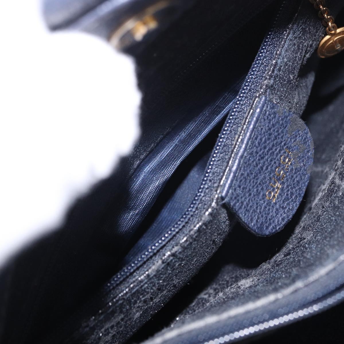 GUCCI Bamboo Hand Bag Suede Navy Gold 002 1096 0260 Auth 187352