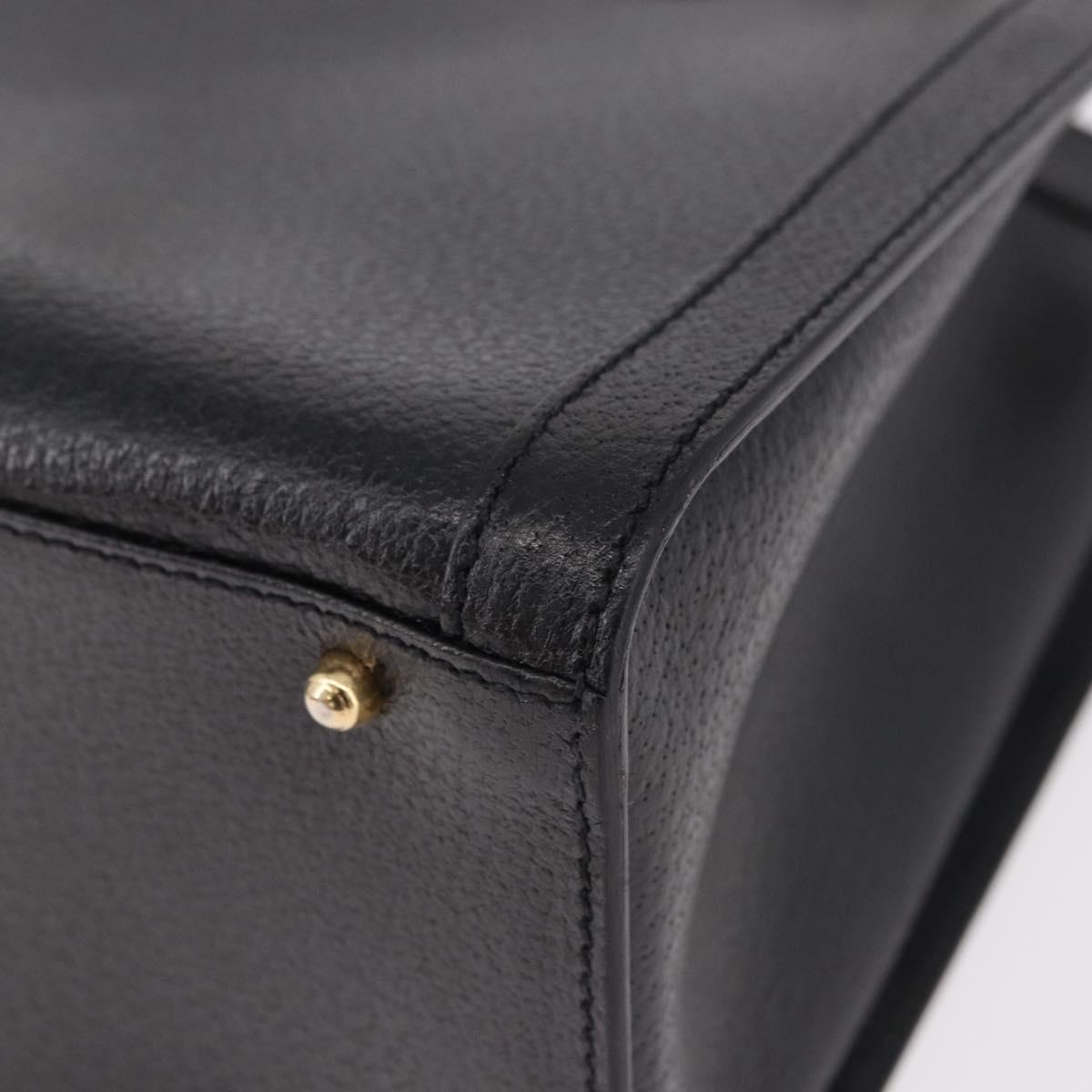 GUCCI Bamboo Tote Bag Leather Black Gold 002 2853 0260 0 Auth 187353