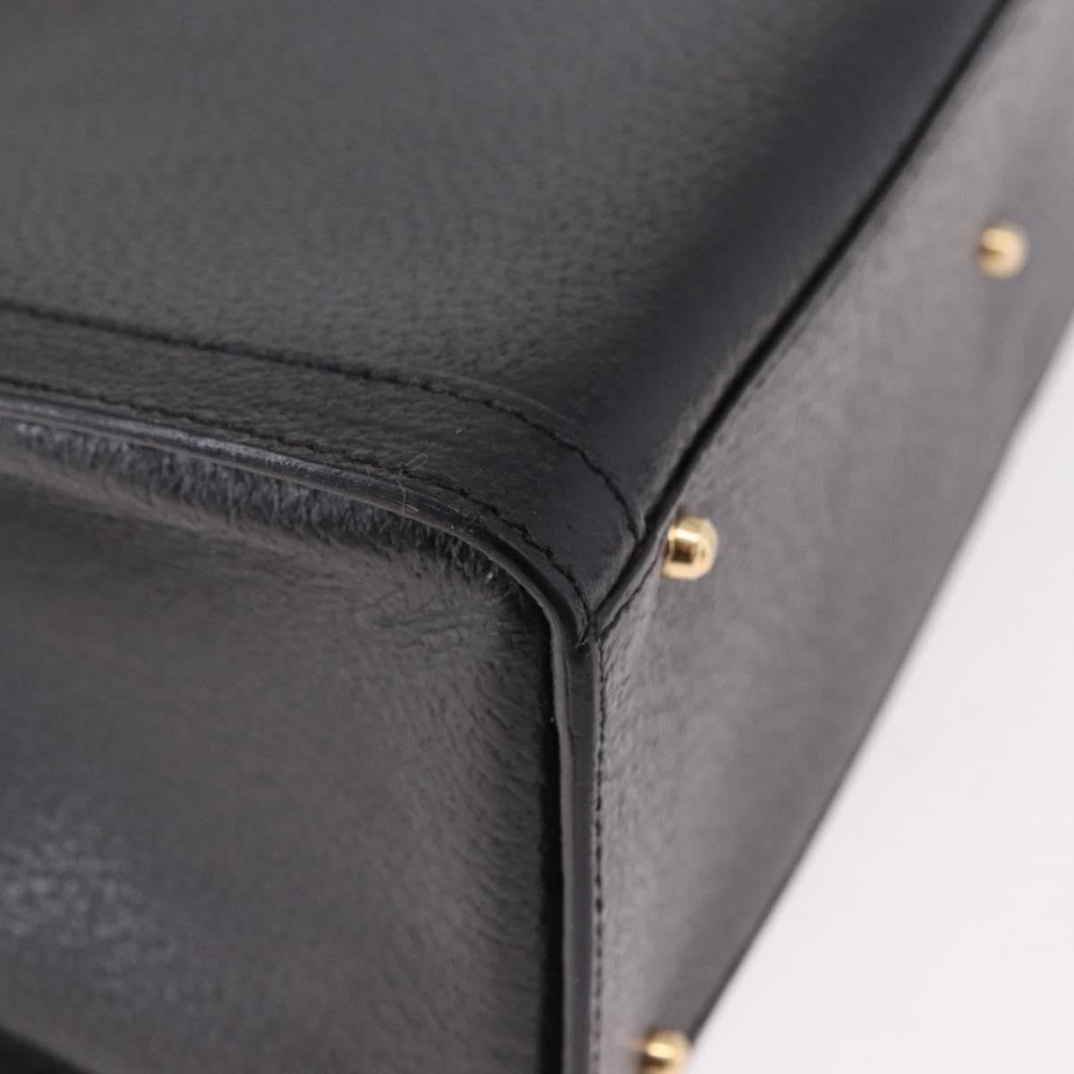 GUCCI Bamboo Tote Bag Leather Black Gold 002 2853 0260 0 Auth 187353