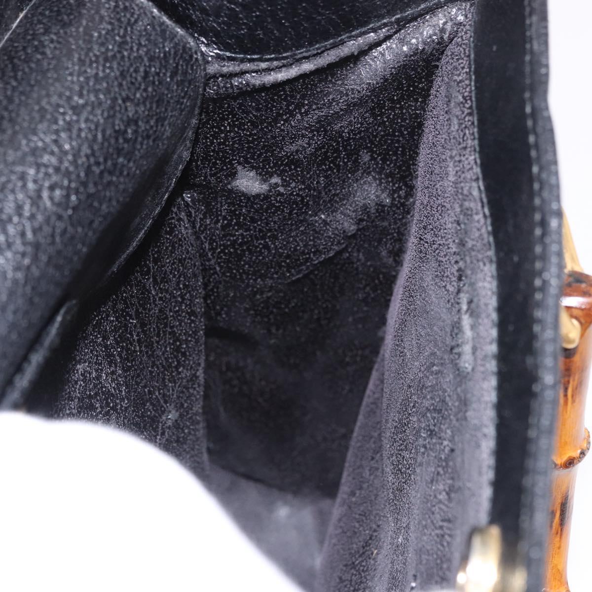 GUCCI Bamboo Tote Bag Leather Black Gold 002 2853 0260 0 Auth 187353