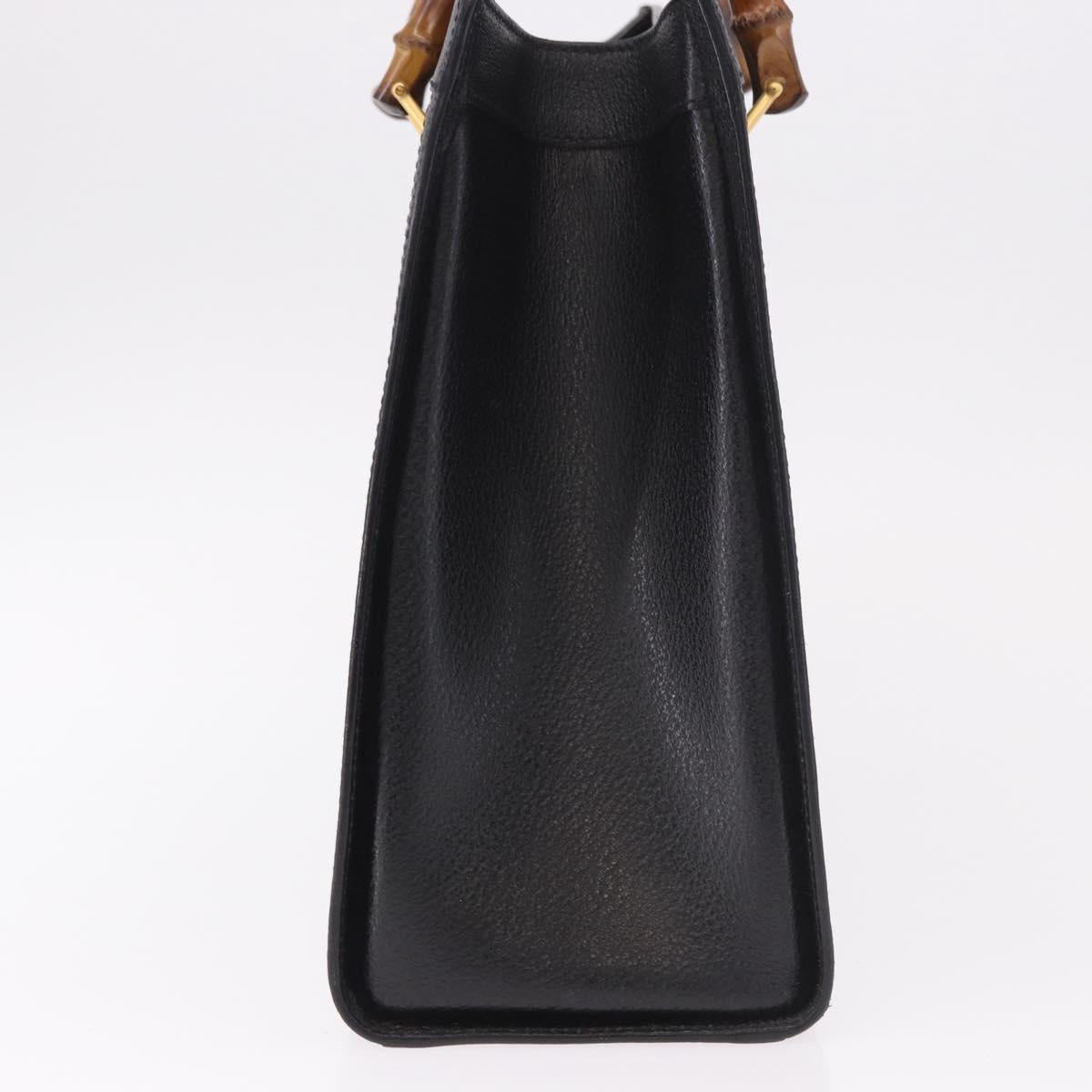 GUCCI Bamboo Tote Bag Leather Black Gold 002 2853 0260 0 Auth 187353