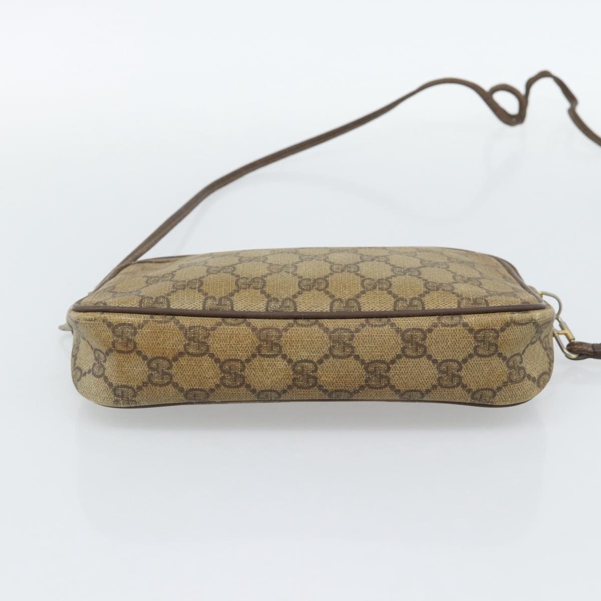 GUCCI GG Supreme Shoulder Bag PVC Beige Gold 97 02 068 Auth 187354
